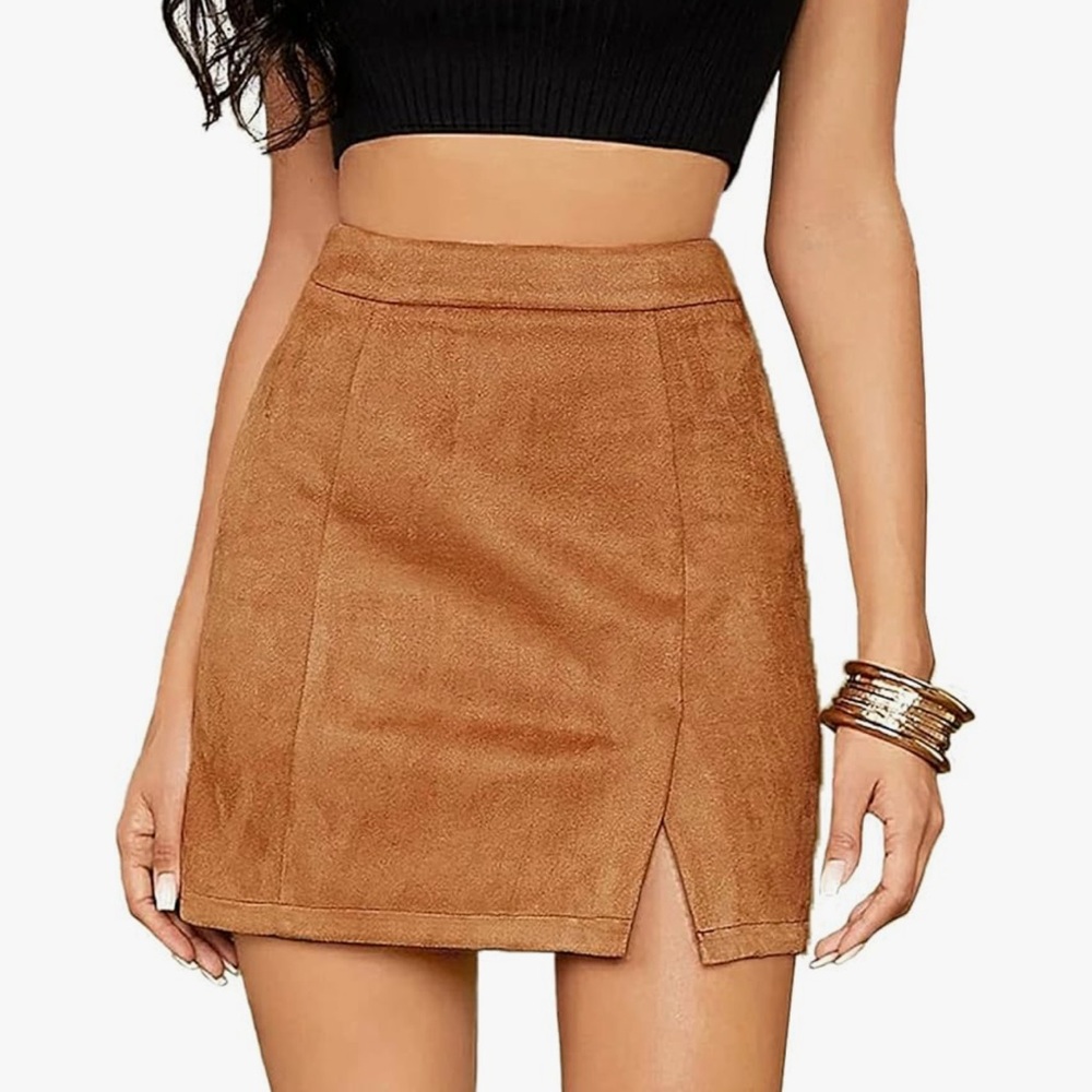 Brown suede like skirt - XL